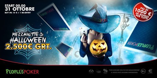 Halloween, a Mezzanotte su People’s Poker un torneo che vinceranno tutti… Halloween, a Mezzanotte su People’s Poker un torneo che vinceranno tutti…