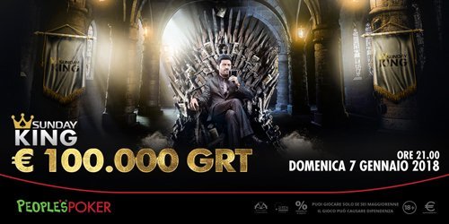 Sunday KING da 100K, il 7 su People’s Poker il miglior inizio per il 2018 Sunday KING da 100K, il 7 su People’s Poker il miglior inizio per il 2018