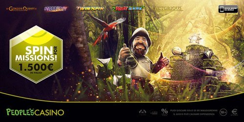 Spin for Missions: anche il Gonzo nella promo People’s Casino da 1.500 euro Spin for Missions: anche il Gonzo nella promo People’s Casino da 1.500 euro
