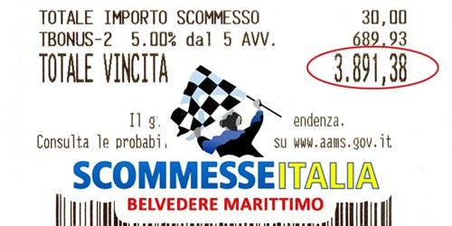 Super Vincita da 3.891,38 euro a Belvedere Marittimo Super Vincita da 3.891,38 euro a Belvedere Marittimo