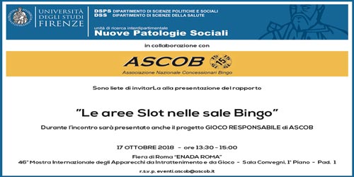 Enada Roma 2018, Convegno “Le aree slot nelle sale Bingo ASCOB” Enada Roma 2018, Convegno “Le aree slot nelle sale Bingo ASCOB”