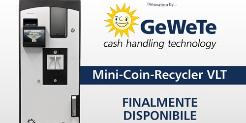 GeWeTe, con Mini Coin Recycler VLT il fondo cassa per i pagamenti va tutto all’interno della macchina GeWeTe, con Mini Coin Recycler VLT il fondo cassa per i pagamenti va tutto all’interno della macchina