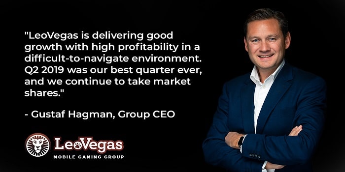 Gioco online. LeoVegas, nel secondo trimestre 2019 entrate in aument . Hagman (CEO): ‘E’ il nostro trimestre migliore’ Gioco online. LeoVegas, nel secondo trimestre 2019 entrate in aument . Hagman (CEO): ‘E’ il nostro trimestre migliore’