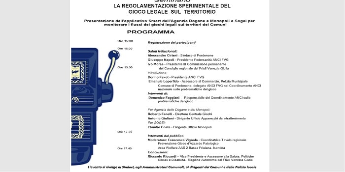 Friuli Venezia Giulia. A Pordenone l’applicativo Smart e la regolamentazione sperimentale del gioco legale Friuli Venezia Giulia. A Pordenone l’applicativo Smart e la regolamentazione sperimentale del gioco legale