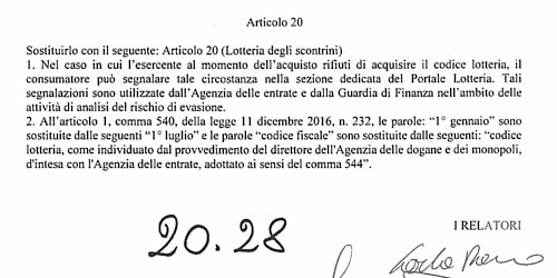 Dl Fiscale. Emendamento del Governo: lotteria degli scontrini slitta a 1 luglio, no a sanzioni per gli esercenti Dl Fiscale. Emendamento del Governo: lotteria degli scontrini slitta a 1 luglio, no a sanzioni per gli esercenti