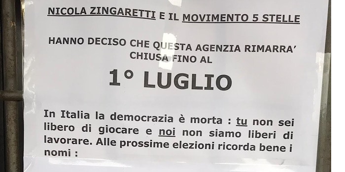 Lazio. Le agenzie di scommesse contro riapertura il 1 luglio Lazio. Le agenzie di scommesse contro riapertura il 1 luglio