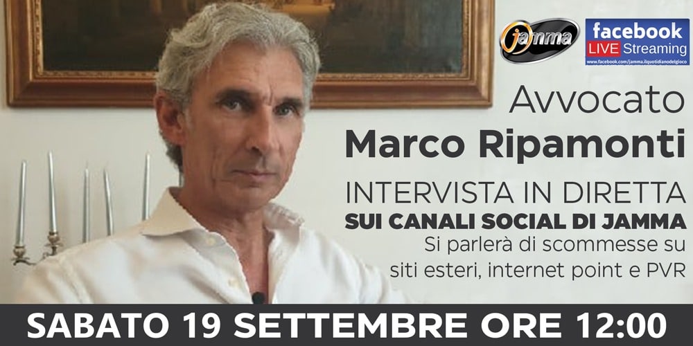 Intervista all’avv. Marco Ripamonti in diretta Facebook. Scommesse, Internet Point e siti .com tra gli argomenti in programma Intervista all’avv. Marco Ripamonti in diretta Facebook. Scommesse, Internet Point e siti .com tra gli argomenti in programma