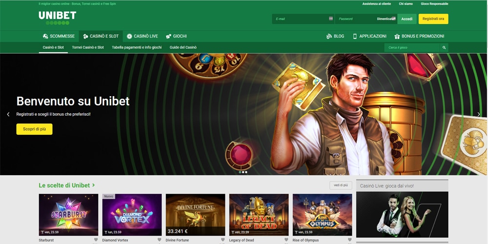 Evitare le truffe alla ricerca dei casinò online italiani sicuri La homepage del casinò online di Unibet