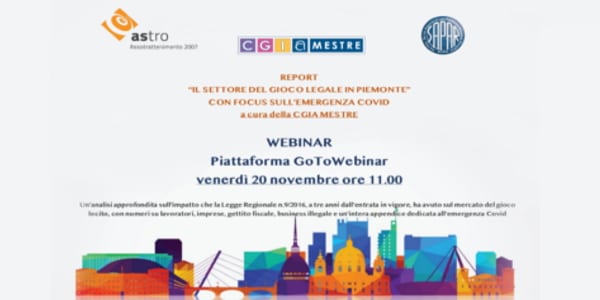 La Cgia Mestre presenta il report “Il gioco legale in Piemonte” webinar ASTRO SAPAR