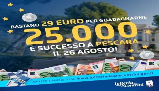Lotteria degli Scontrini: a Pescara vinti 25mila euro con una spesa di appena 29 euro Lotteria degli Scontrini: a Pescara vinti 25mila euro con una spesa di appena 29 euro