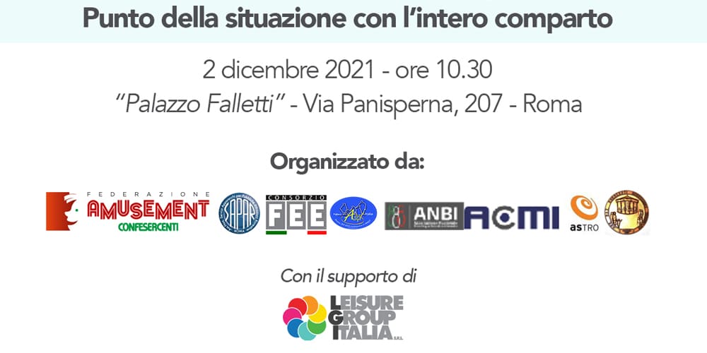 Stati generali Amusement: giovedì prossimo il settore del gioco senza vincita in denaro si confronta per capire come uscire dall’attuale crisi Stati generali Amusement