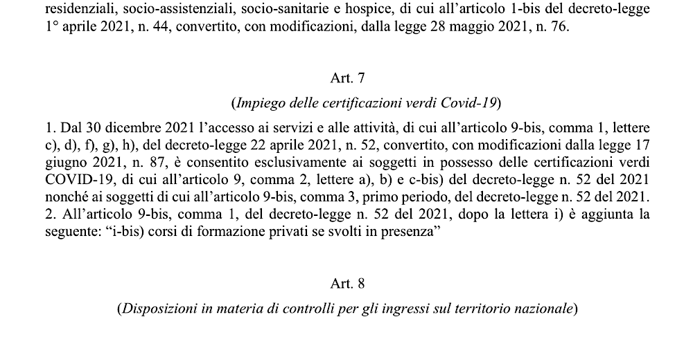Decreto Anticovid: dal 30 dicembre Green Pass rafforzato per sale giochi, scommesse, bingo e casinò (BOZZA) Decreto Anticovid: dal 30 dicembre Green Pass rafforzato per sale giochi, scommesse, bingo e casinò (BOZZA)