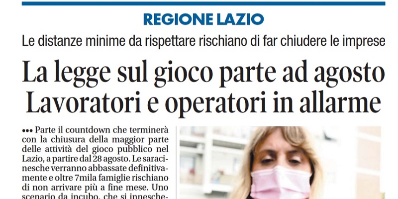 Lazio. La legge sul gioco mette a rischio lo stipendio per 7.150 lavoratori Lazio. La legge sul gioco mette a rischio lo stipendio per 7.150 lavoratori