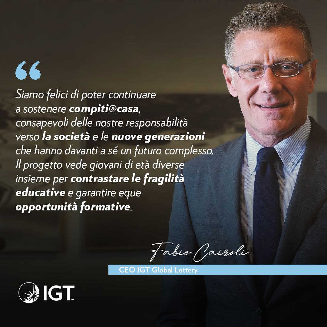 IGT Italia, prosegue il sostegno a compiti@casa IGT Italia, prosegue il sostegno a compiti@casa