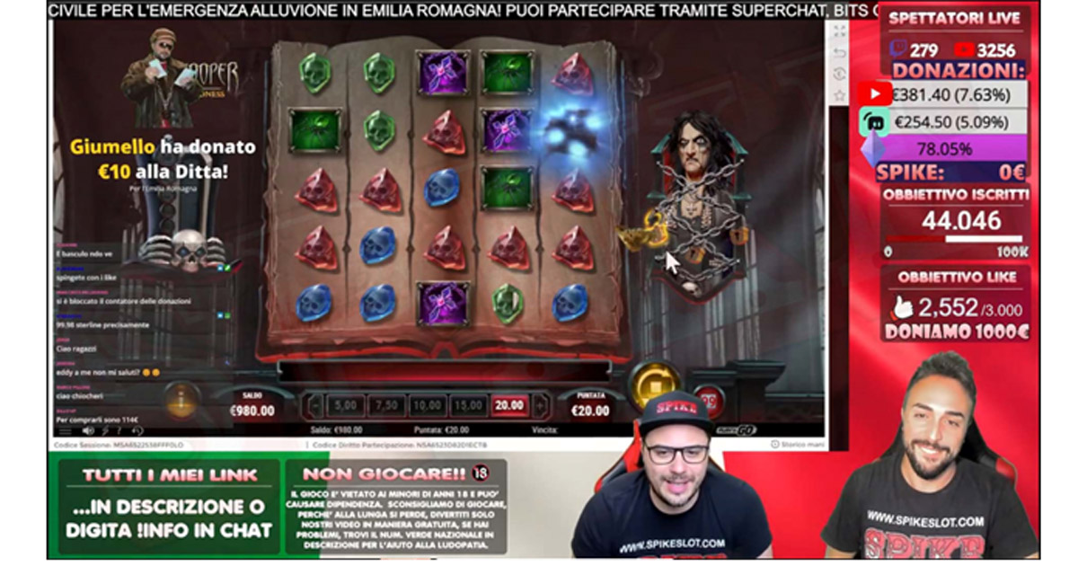 Spike Slot, live streaming di beneficenza per l’Emilia Romagna: raccolti 5.600 euro Spike slot