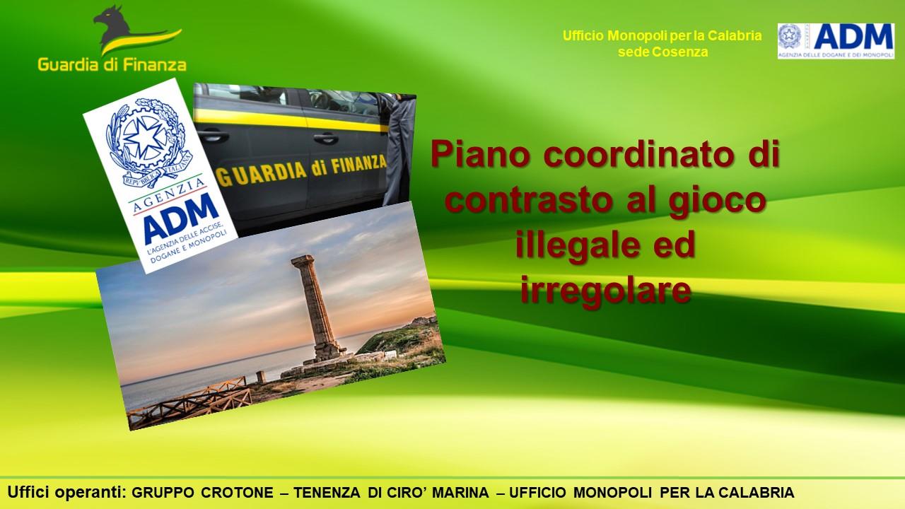 Crotone, controlli contro il gioco illegale: scoperto un centro scommesse clandestino e sequestrati 25 apparecchi irregolari, sanzioni per oltre 120mila euro Crotone, controlli contro il gioco illegale: scoperto un centro scommesse clandestino e sequestrati 25 apparecchi irregolari, sanzioni per oltre 120mila euro