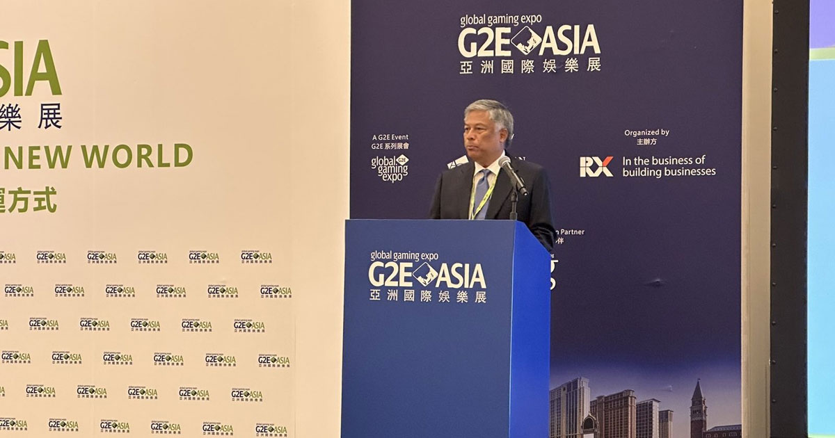 PAGCOR riduce ancora le tasse sugli E-Games Il Presidente e CEO di PAGCOR, Alejandro Tengco, tiene il discorso di apertura durante il terzo giorno del G2E Asian IR Summit a Macao il 13 luglio 2023.
